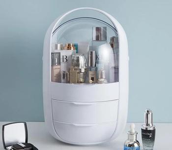 Capsule Shape Dust-proof Makeup Storage Box (Solid Drawers)