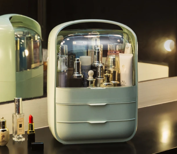 Portable Dust-proof Makeup Storage Box (Solid Drawers)