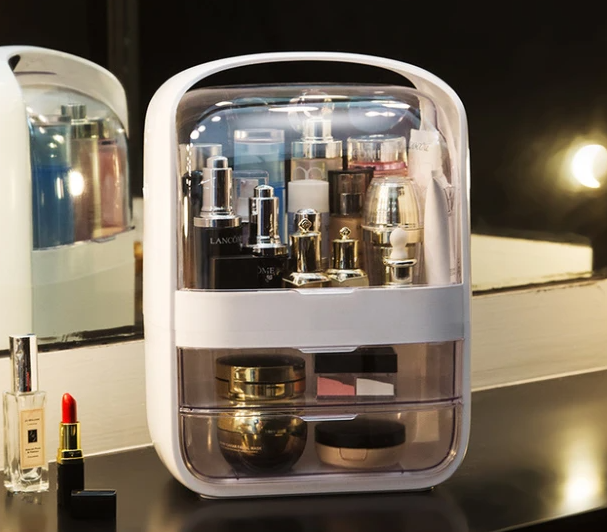 Portable Dust-proof Makeup Storage Box (Transparent Drawers)