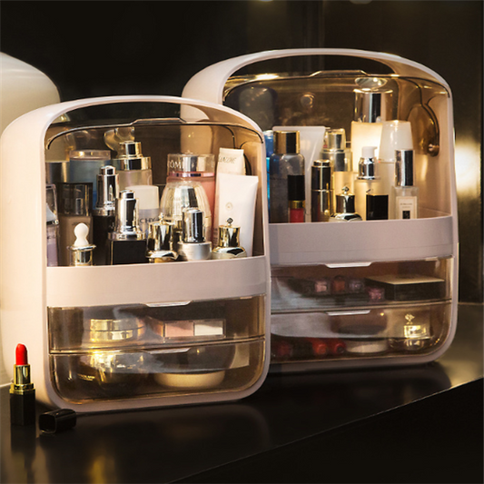 Portable Dust-proof Makeup Storage Box (Transparent Drawers)