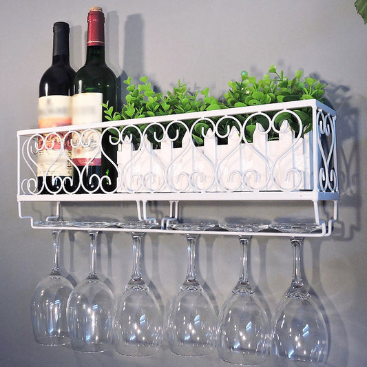 Wall Mount Rack For Bottles & Glasses