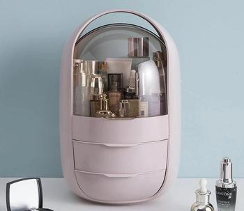 Capsule Shape Dust-proof Makeup Storage Box (Solid Drawers)