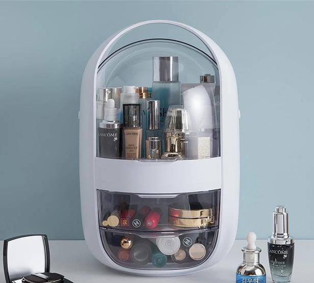 Capsule Shape Dust-proof Makeup Storage Box (Transparent Drawers)